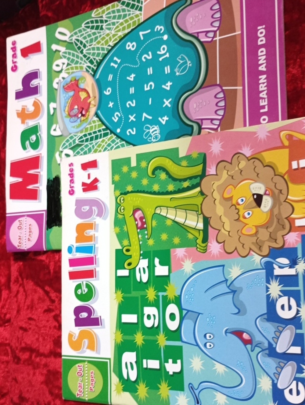 Spelling & Math Activity Books for Kids - Colorful Animal Covers